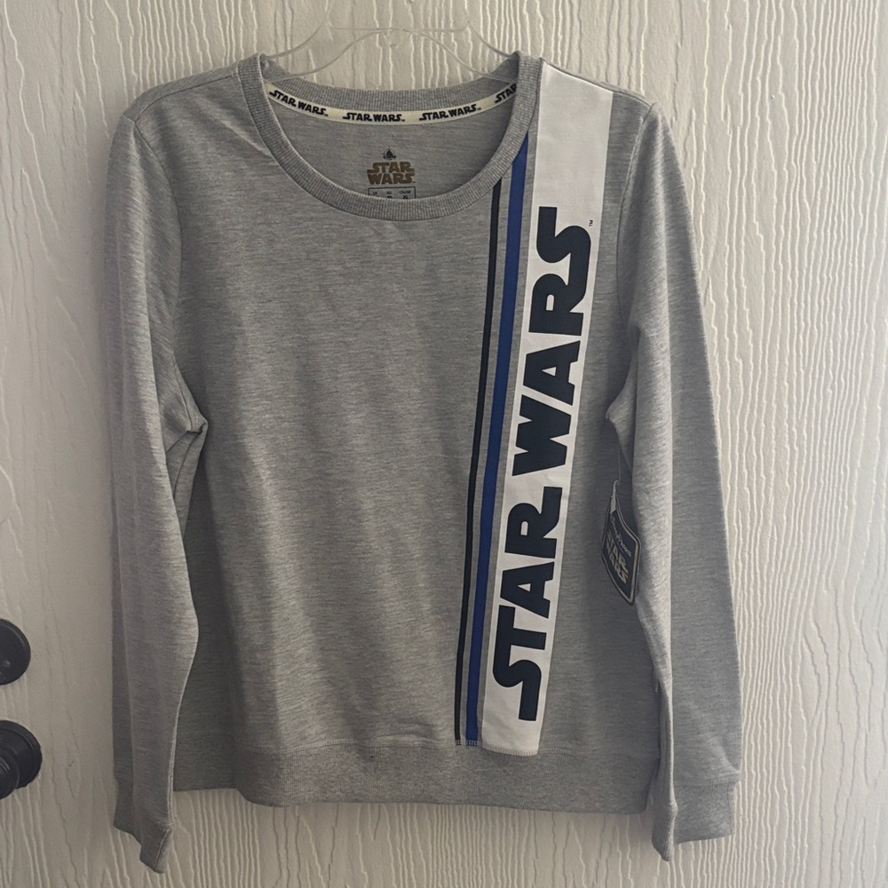 NWT Disney Parks Star Wars Sweatshirt with White and Blue Logo Panel